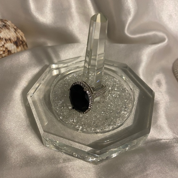 Silver Black Chunky Ring with Diamond Edges 🖤💍 - Picture 2 of 11